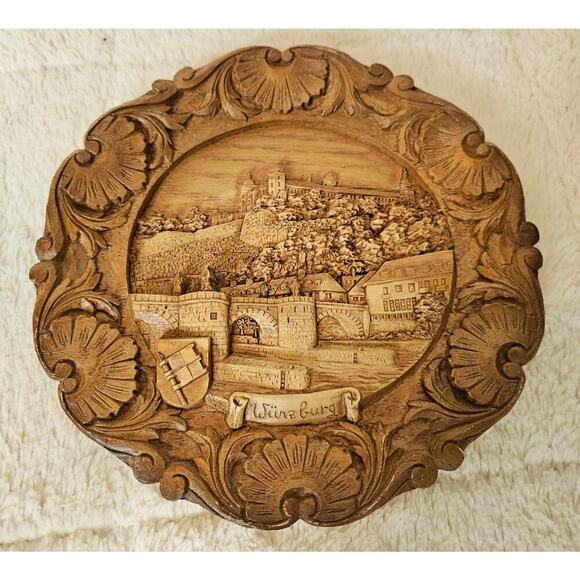 Vintage SIC Hand carved Wood Rare. Tradition Wurzburg‎ WallPlaque. Collectable